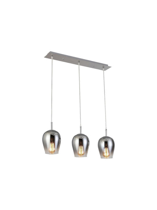 Rabalux Petunia Pendant Light Three-Light Rail for Socket E27 Silver