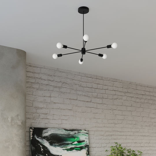 Sollux Lango Lustră Negru pentru 5 Becuri E27 61x61x61cm.