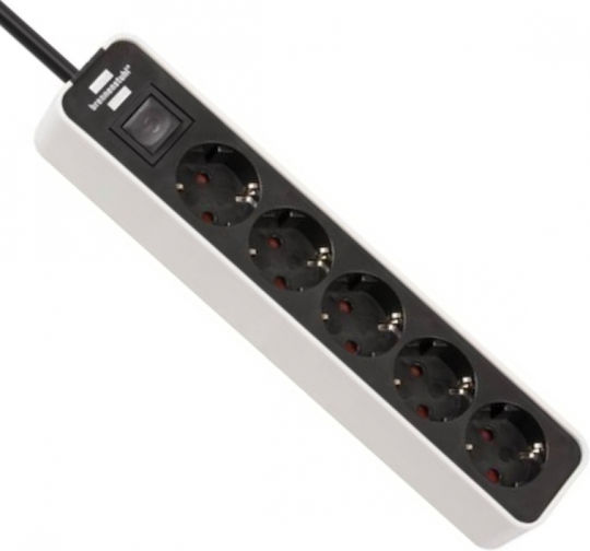 Brennenstuhl Power Strip with Surge Protection 5 Positions with Switch and Cable 1.5m