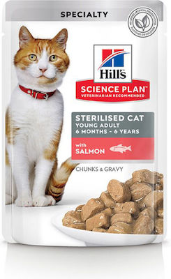 Hill's Science Plan Sterilised Cat Wet Food for Sterilised Adult Cats In Pouch with Salmon 1pc 85gr