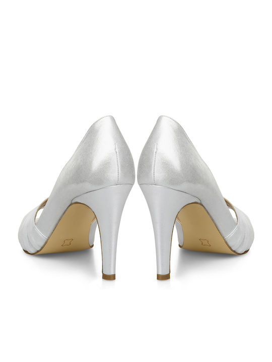 Peep Toe Γόβες Ασημί