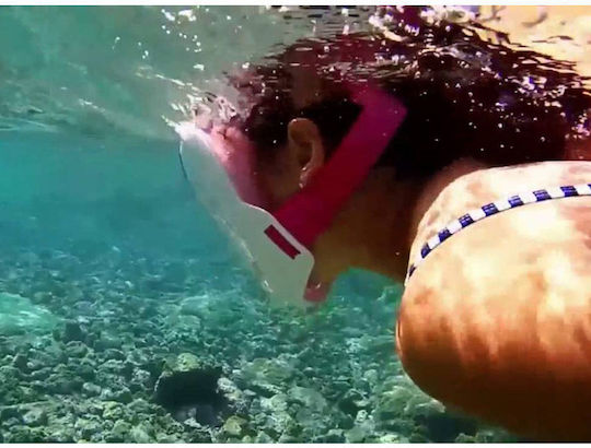 Ocean Μάσκα Θαλάσσης Σιλικόνης Full Face Ροζ