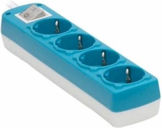 SAS Steckdosenleiste 4 Positionen mit Schalter und Kabel 1.5m Blau