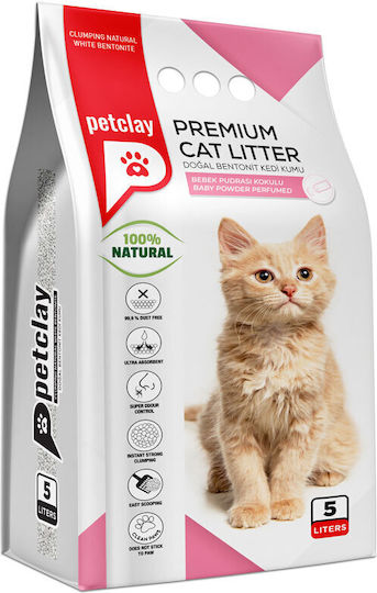 Petclay Άμμος Γάτας Μπετονίτης με Άρωμα Baby Powder 5lt