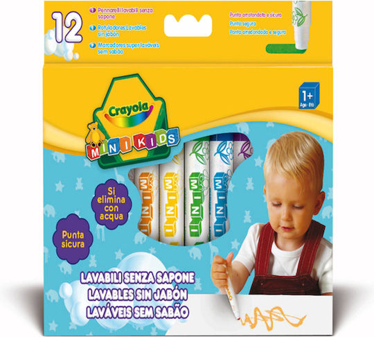 Crayola Mini Kids Μαρκαδόροι Ζωγραφικής Χονδροί, Πλενόμενοι Σετ 12 χρώματα