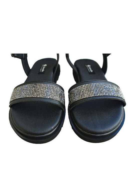Leather Women's Flat Sandals Anatomic in Black Color