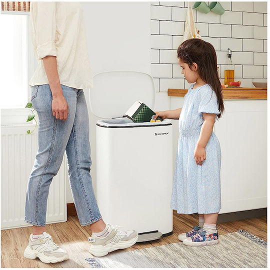 Songmics Soft-close Waste Bin Waste Plastic with Pedal White 50lt 1pcs