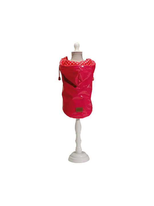 Croci Raindrop Cherry Hundemantel Wasserdicht Kapuzen Rot mit Rückenlänge 35 cm.