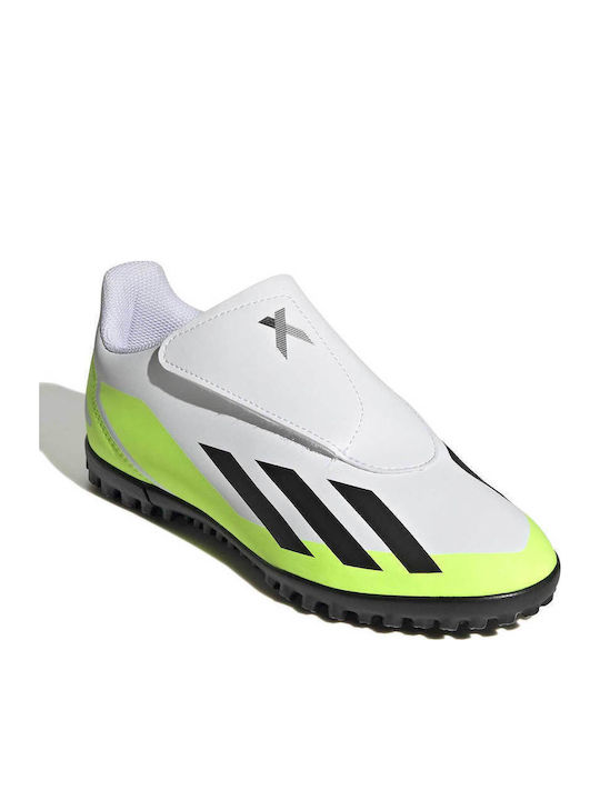 X Crazyfast.4 Kids Turf Soccer Shoes without Laces White