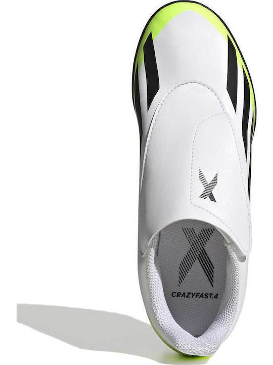 X Crazyfast.4 Kids Turf Soccer Shoes without Laces White