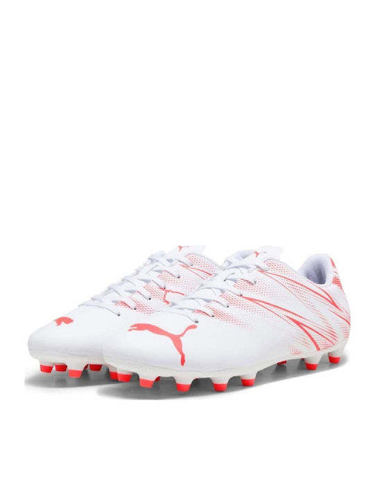 Attacanto Kids Molded Soccer Shoes White-Fire Orchid