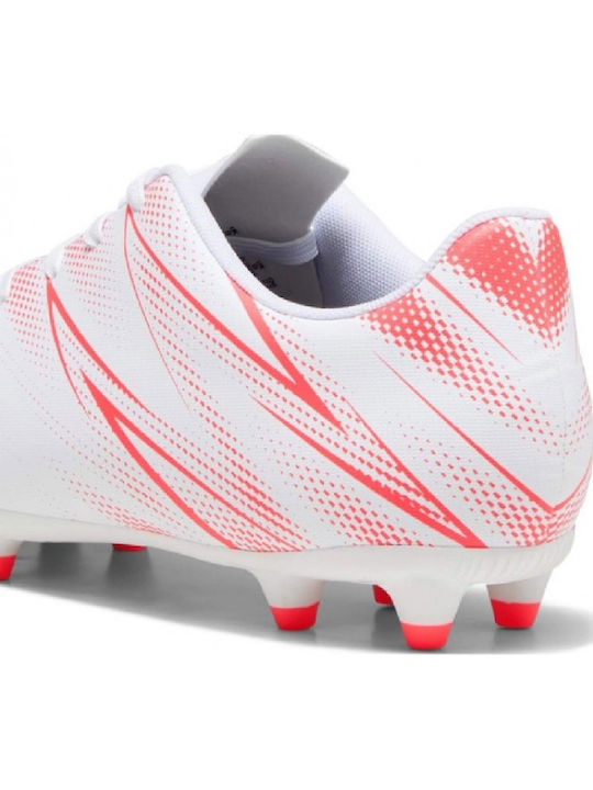 Attacanto Kids Molded Soccer Shoes White-Fire Orchid