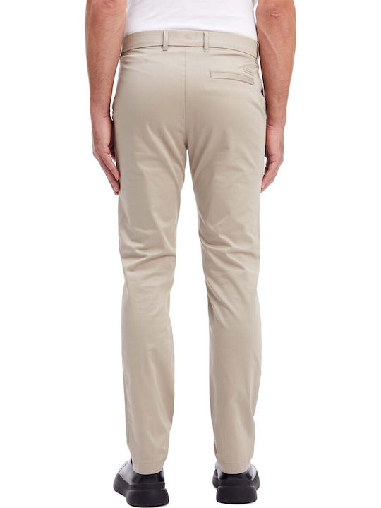 Calvin Klein Men's Trousers Chino Elastic in Slim Fit Beige