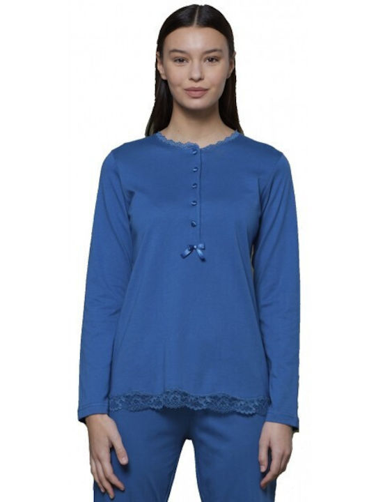 Noidinotte Winter Women's Pyjama Set Cotton Blue