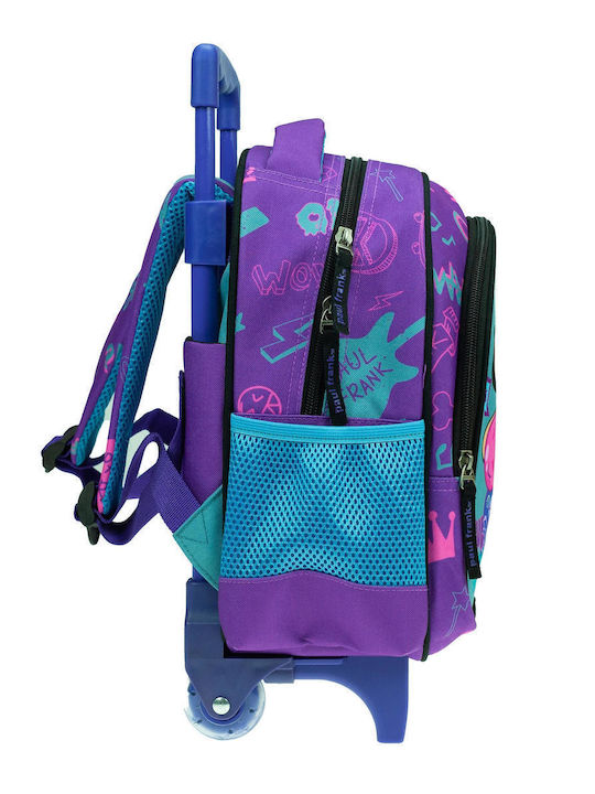 Paul Frank Bubble School Trolley Bag Kindergarten With Water Bottle Holder Purple 24 x 12 x 31cm