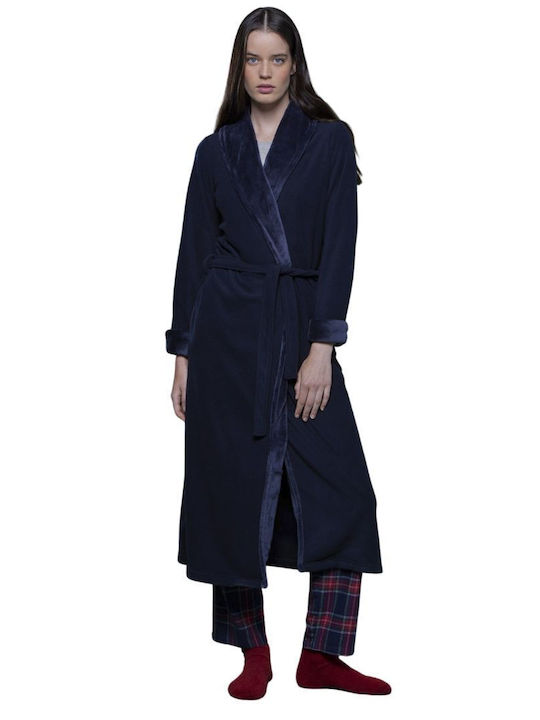 Noidinotte Winter Women's Fleece Robe Blue