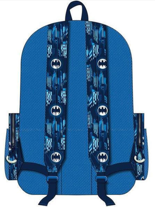 Graffiti Batman School Backpack Elementary With Water Bottle Holder Blue 30 x 14 x 44cm