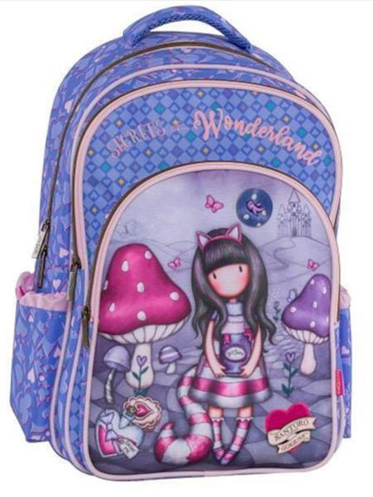 Graffiti Gorjuss School Bag Backpack Elementary, Elementary Lilac with Water Bottle Holder
