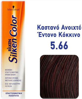 Schwarzkopf Silken Color Vopsea de Păr 5.66 Castaniu deschis roșu strălucitor 60ml