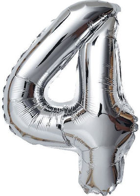 Balloon Foil Jumbo Number 4 Silver 4 100cm