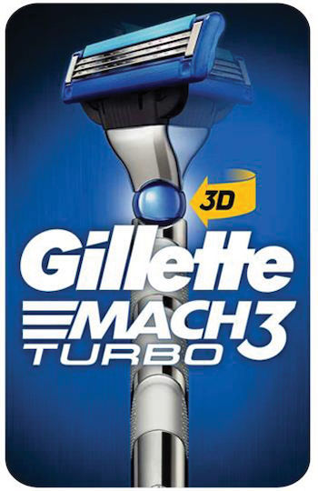 Gillette Mach3 Turbo 3D Бръсначка с Резервна Глава 3 Остриета и Лубрикантна Лента