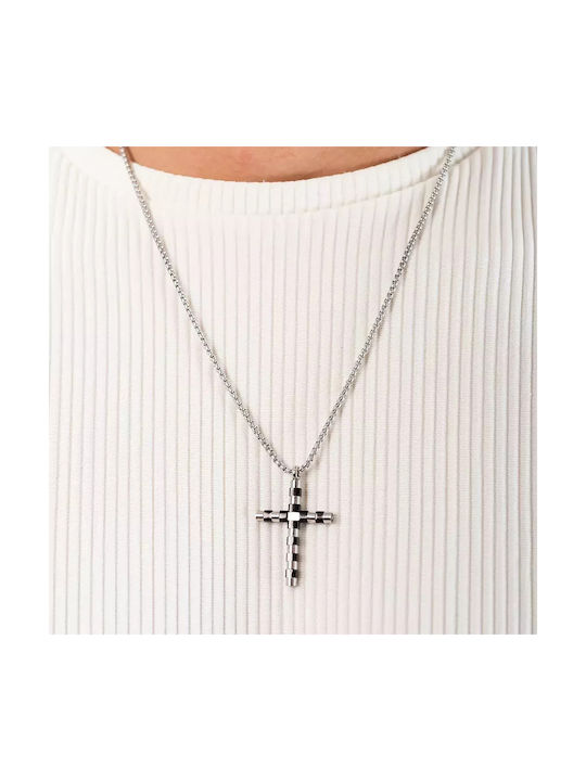 Oxzen Black Cross from Steel with Chain