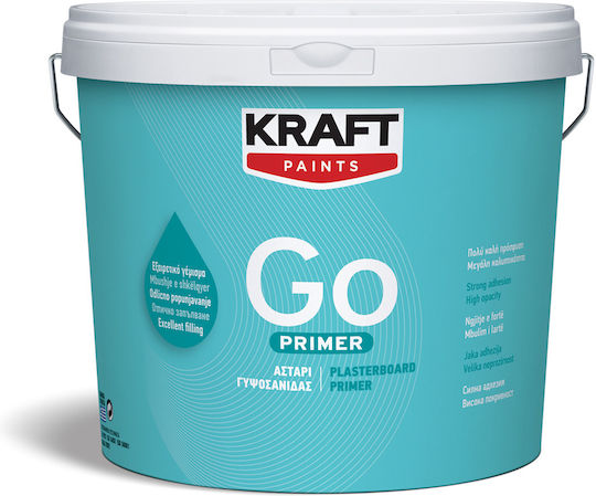 Kraft Go Грунд Водоразтворим акрилен грунд Go Indoor Бял Подходящ за Гипсокартон / Строителни материали 9лт