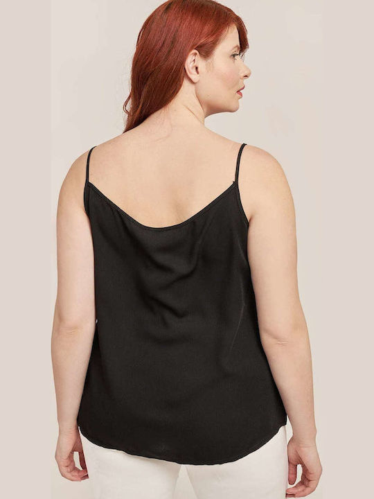 Damen Sommer Bluse mit Trägern Schwarz