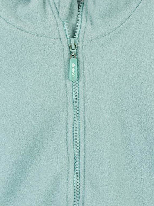 Παιδική Ζακέτα Φούτερ Fleece με Κουκούλα Τιρκουάζ