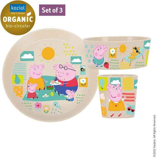 Koziol Feeding Set Peppa Pig made of Melamine Beige 3pcs for 6+ months