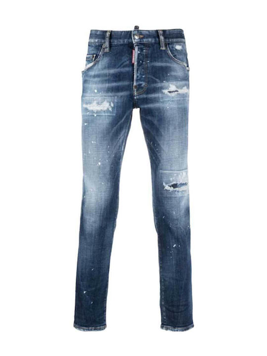 Skater Men's Jeans Pants Elastic with Slim Fit Blue