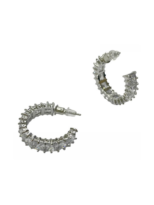 Tatu Moyo Earrings Hoops made of Silver with Stones