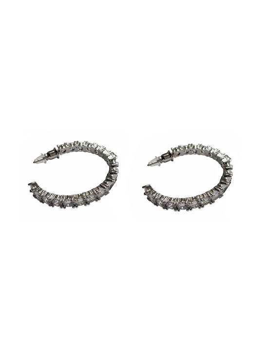 Tatu Moyo Earrings Hoops made of Silver with Stones