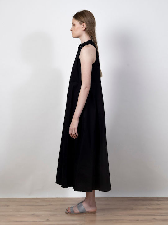 Summer Midi Shirt Dress Knitted Black
