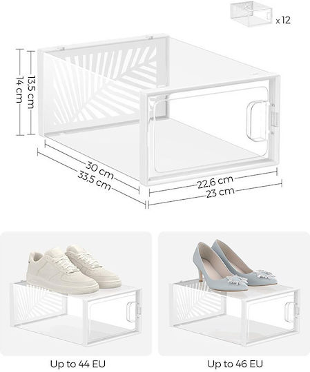Songmics Пластмасов Калъф За Съхранение За Обувки / Дрехи 33.5x23x14см 12 Бройки