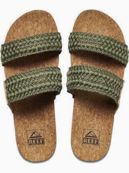 Cushion Flache Sandalen für Damen in Grün Farbe