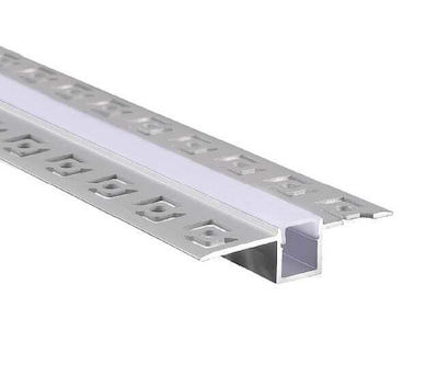 Aca Gemauert LED-Streifen-Aluminiumprofil mit Opal Abdeckung für Gipskarton 200cm