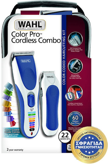Wahl Professional Colorpro Cordless Combo Professional Hair Clipper Set White/Blue 9649-916