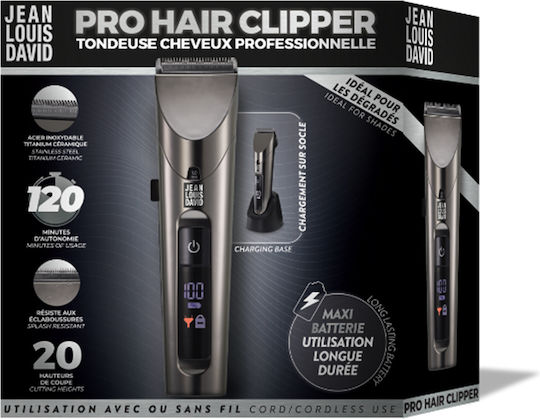 Jean Louis David Tond Pro 39960 Επαγγελματική Επαναφορτιζόμενη Κουρευτική Μηχανή Γκρι 39960