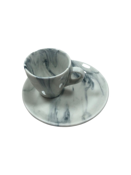 Cryspo Trio Azaro Porcelain Espresso Cup Set 100ml Gray 6pcs