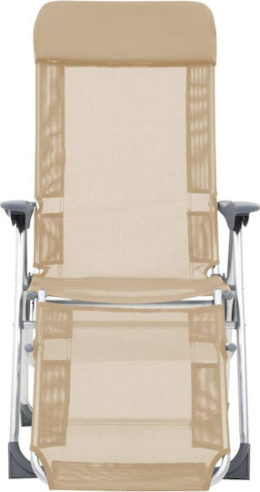 vidaXL Camping Chairs Beach Chairs Aluminium Lounger-Armchair 5 Spots Waterproof Beige 58x78x114cm Set 2 Pieces