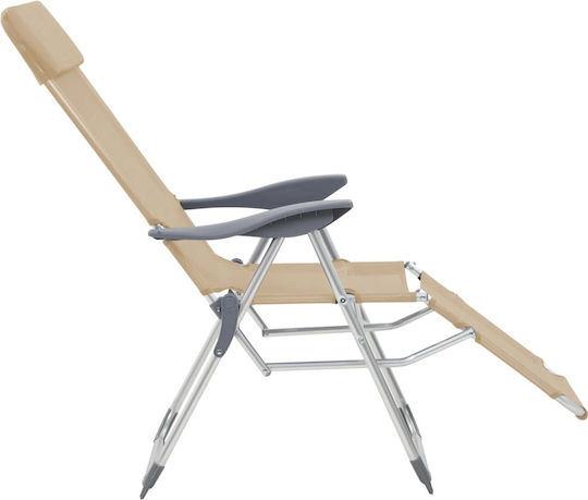 vidaXL Camping Chairs Beach Chairs Aluminium Lounger-Armchair 5 Spots Waterproof Beige 58x78x114cm Set 2 Pieces