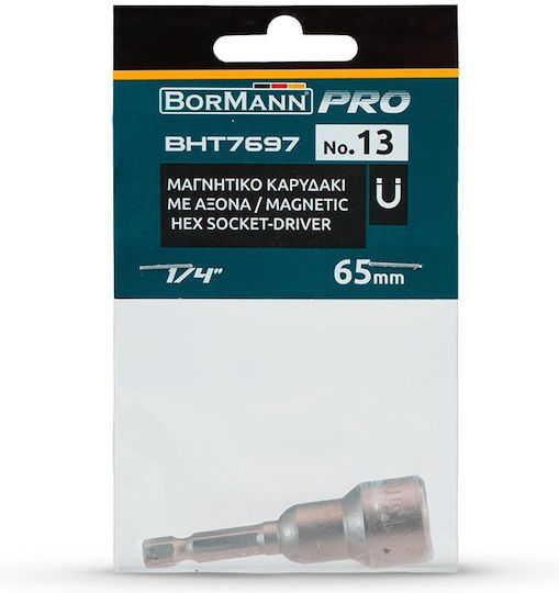 Bormann BHT7697 Magnetisch Nuss Sechskant mit Vierkant-Antrieb HEX Durchmesser 13mm 1Stück