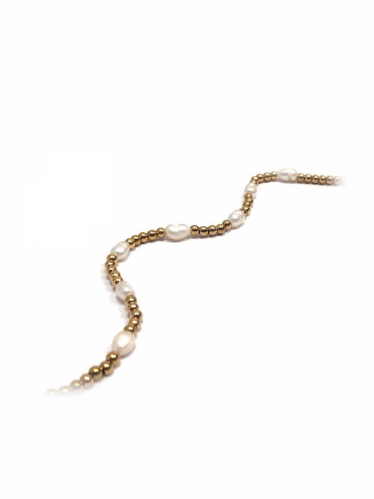 Karma Gifts Bracelet Chain made of Steel Gold Plated with Pearls