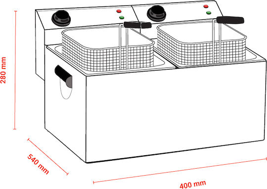 Bartscher Electric Fryer Double 4.4kW Capacity 2x4lt 54x40x28cm Mini III