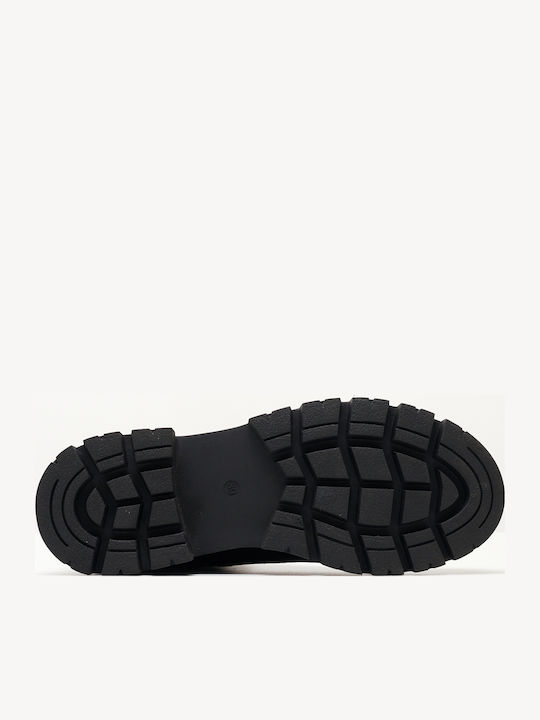 Ghete Dama Chelsea De Piele Cu Toc Mediu Negre
