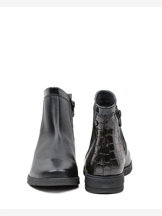 Leder Stiefeletten Damen Schwarz