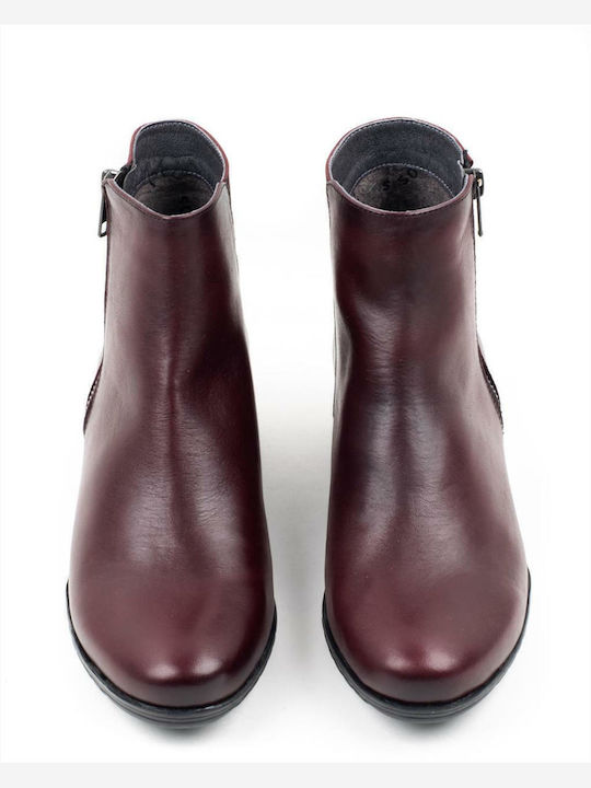 Leder Stiefeletten Damen Burgundisch