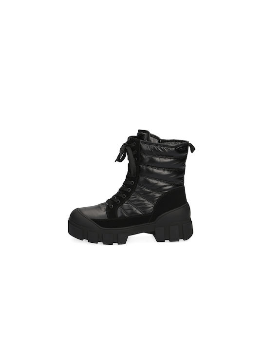 Caprice Women's Combat Boots with Fur Black