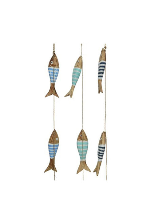 Kaemingk Decorative Garland Handmade Light Blue Wooden 5x2x100cm